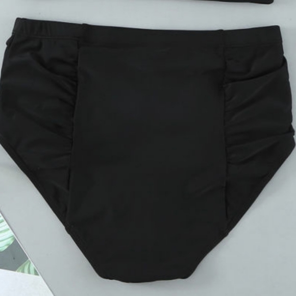 Women's Black Strappy High Waist 2 Piece Bathing Suit Size XL - Picture 3 of 6